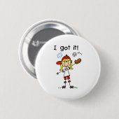 Mädchen Baseball Ich habs Button (Vorne & Hinten)