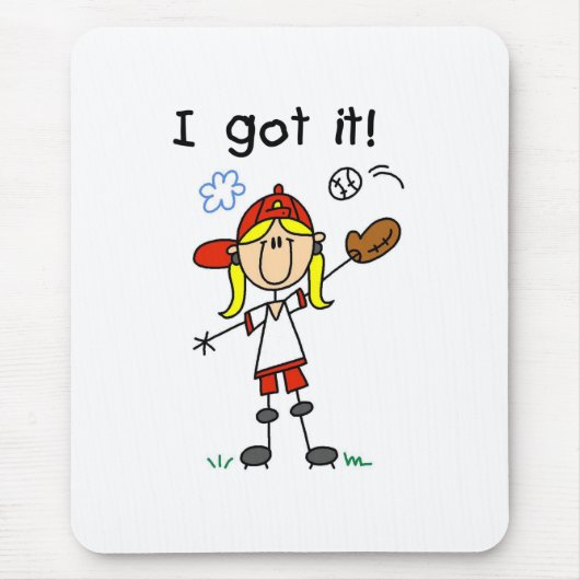 Mädchen Baseball Ich habs Mousepad (Vorne)