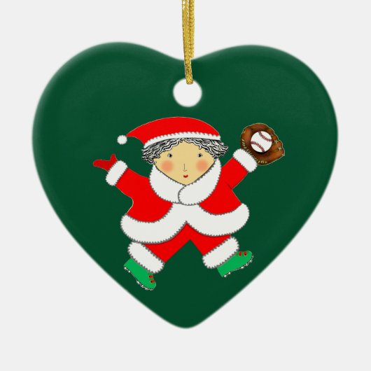 Mädchen Baseball Keramik Ornament (Vorne)
