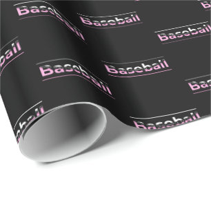Mädchen-Baseball - Rosa geometrische Typografie Geschenkpapier