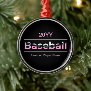 Mädchen-Baseball - Rosa geometrische Typografie Ornament Aus Metall