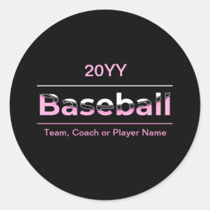Mädchen-Baseball - Rosa geometrische Typografie Runder Aufkleber