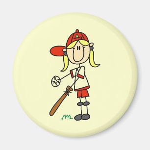 Mädchen Baseballspieler T-Shirts am Schlag Magnet