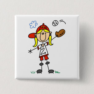 Mädchen Baseballspieler T-Shirts und Geschenke Button