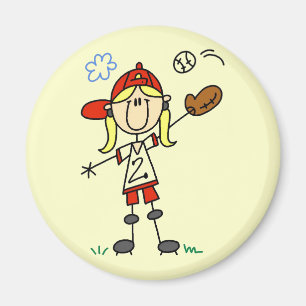 Mädchen Baseballspieler T-Shirts und Geschenke Magnet