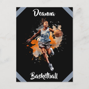 Mädchen Basketball Aquarell Personalisiert Postkarte