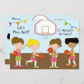 Mädchen-Basketball-Geburtstags-12x18 Einladung (Vorne/Hinten)