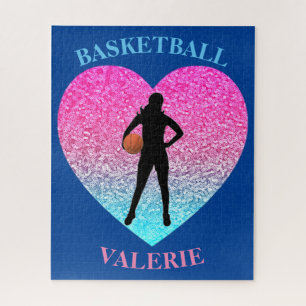 Mädchen Basketball Herz Personalisiertes Puzzle