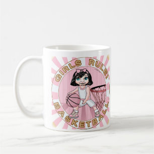 Mädchen-Basketball in Rosa Kaffeetasse