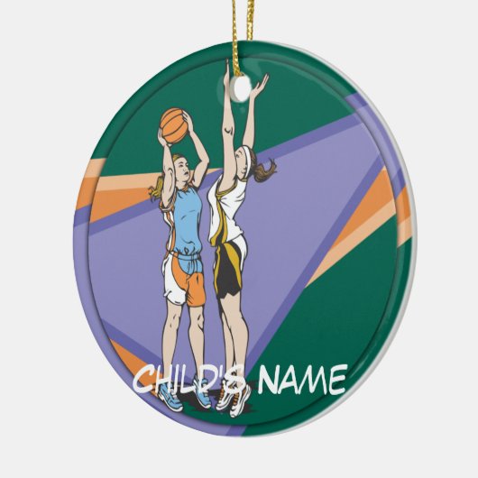 Mädchen-Basketball Keramik Ornament (Links)