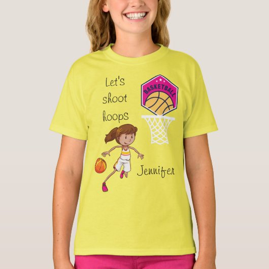 Mädchen Basketball "Let's Shoot Hoops" Custom T-Shirt (Vorderseite)