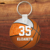 Mädchen Basketball Orange Farben Schlüsselanhänger (Vorderseite)