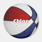 Mädchen Basketball Rot Blau Mannschaftsfarben Magnet (Vorne)