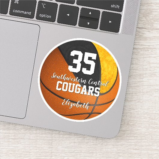 Mädchen Basketball Schwarze Gold Schulmannschaft F Aufkleber (Detail)