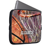 Mädchen Basketball und Hoop pink lila ihren Namen Laptopschutzhülle (Vorne Rechts)