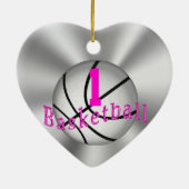 Mädchen-Basketball verziert ihren NAMEN und ZAHL Keramik Ornament (Hinten)