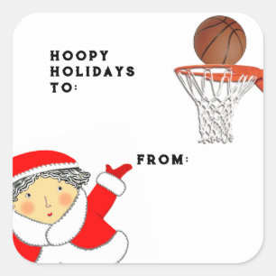 Mädchen-Basketball-Weihnachtsgeschenkanhänger Quadratischer Aufkleber