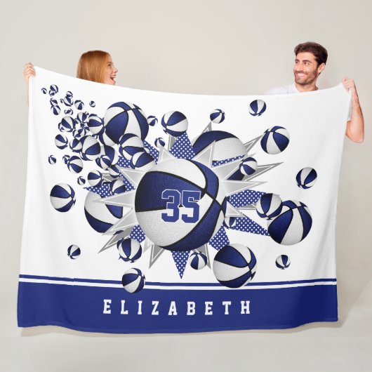 Mädchen Basketballkörbe blau Fleecedecke (Beispiel)