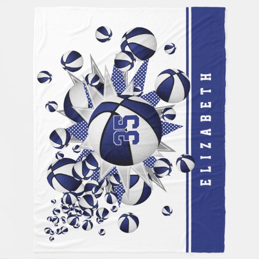 Mädchen Basketballkörbe blau Fleecedecke (Vorderseite)
