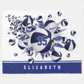 Mädchen Basketballkörbe blau Fleecedecke (Vorderseite (Horizontal))