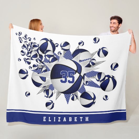 Mädchen Basketballkörbe blau Fleecedecke (Beispiel)