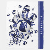 Mädchen Basketballkörbe blau Fleecedecke (Vorderseite)