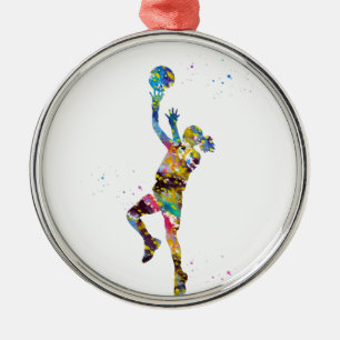 Mädchen Basketballspielerin Ornament Aus Metall