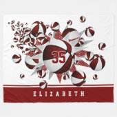 Mädchen Basketballstars Marowhite personalisiert Fleecedecke (Vorderseite (Horizontal))