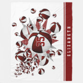 Mädchen Basketballstars Marowhite personalisiert Fleecedecke (Vorderseite)