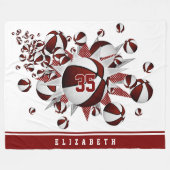 Mädchen Basketballstars Marowhite personalisiert Fleecedecke (Vorderseite (Horizontal))