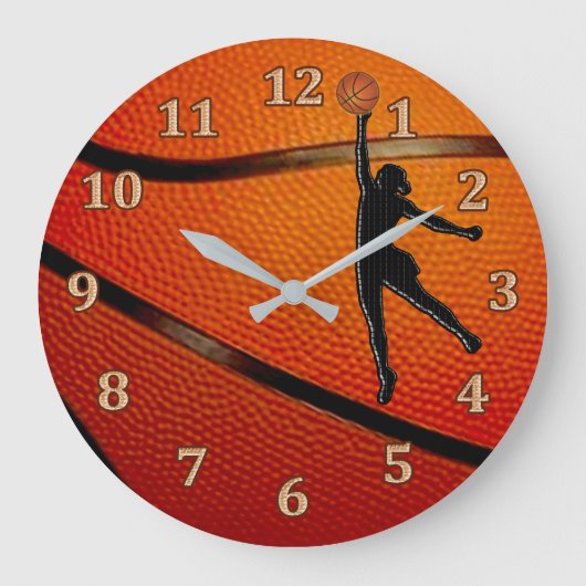 Mädchen Basketballuhr, Mädchen Basketball Schlafzi Große Wanduhr (Vorderseite)