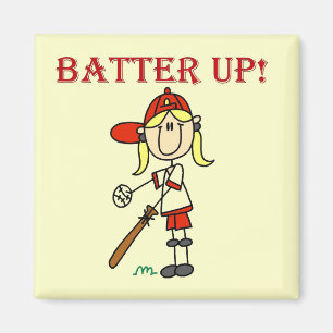 Mädchen Batter Up T-Shirts und Geschenke Magnet