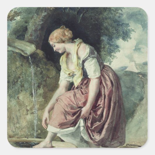 Mädchen bei einer Verabredung Quadratischer Aufkleber (Vorderseite)