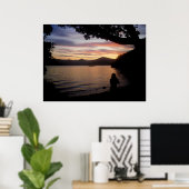 Mädchen bei Sonnenuntergang Poster (Heimbüro)