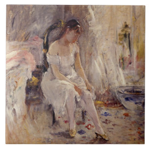 Mädchen beim Anziehen ihrer Strümpfe (von Berthe M Fliese