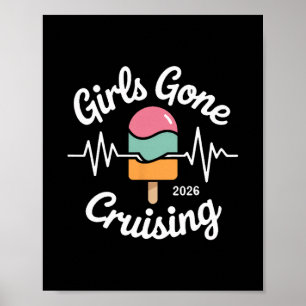 Mädchen beim Cruising 2026 Lustiges Eiscreme-Herzs Poster