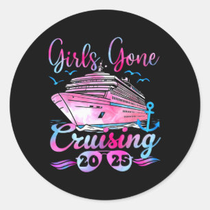Mädchen beim Cruising für Chelorette-Party Runder Aufkleber