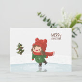 Mädchen beim Eislaufen zu Weihnachten (Stehend Vorderseite)