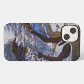 Mädchen beim Fegen I 2002 iPhone Hülle (Rückseite (Horizontal))