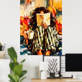 Mädchen beim Lesen eines Buches, gemütliche Malere Poster (Heimbüro)