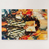 Mädchen beim Lesen eines Buches, gemütliche Malere Puzzle (Horizontal)
