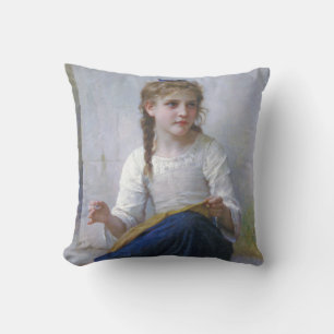 Mädchen beim Nähen, Bouguereau Kissen
