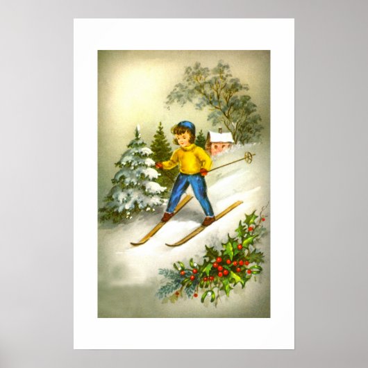Mädchen beim Skifahren Poster (Vorne)