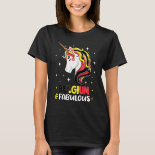 Mädchen Belgier Belgien Flagge Einhorn Frauen T-Shirt