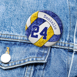 Mädchen benennen blaue Gold-Volleyball-Mannschaft Button