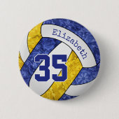 Mädchen benennen blaue Gold-Volleyball-Mannschaft Button (Vorderseite)