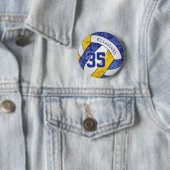 Mädchen benennen blaue Gold-Volleyball-Mannschaft Button (Beispiel)