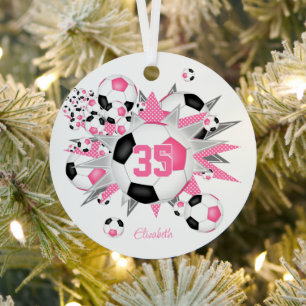 Mädchen benennen Fußball Blowout Pink Black Ornament Aus Metall