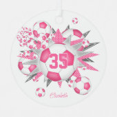 Mädchen benennen Fußball-Blowout-Rosa Ornament Aus Metall (Vorderseite)