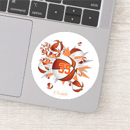 Mädchen benennen orange weiße Basketballstars Aufkleber